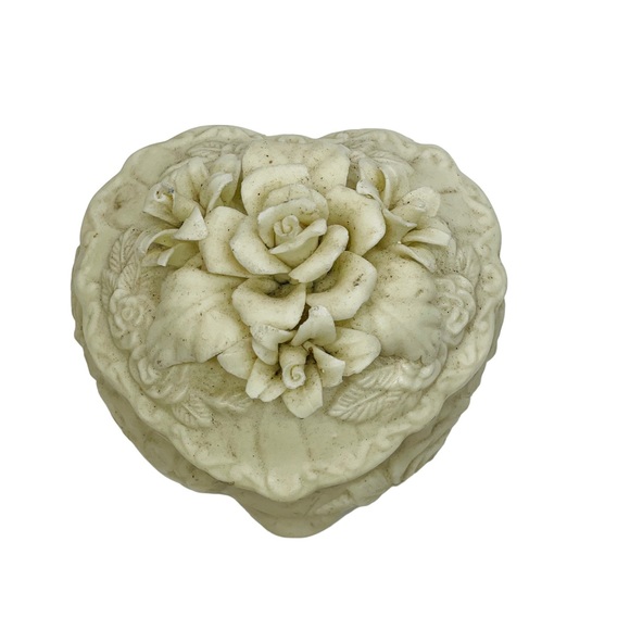 Vintage Accents Vintage Ceramic Bisque Applied Floral Heart Shaped
